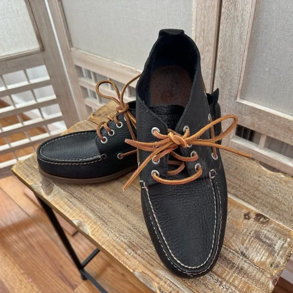 Sperry Top-Sider Black Leather Boat Shoes Lace Up Casual Size 10 - Picture 3 of 8